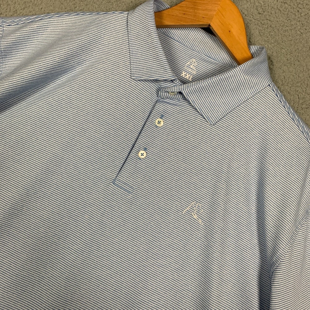 Rhoback The Whaler Polo Men's XXL 2XL Blue/White Heather Stripe Performance Golf